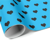 zwarte harten op verpakkingspapier voor aqua cadeaupapier (Rol Hoek)