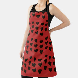 Zwarte harten rood schort