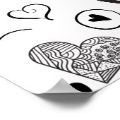 zwarte harten - witte achtergrond poster (Hoek)