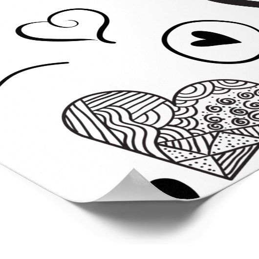 zwarte harten - witte achtergrond poster (Hoek)