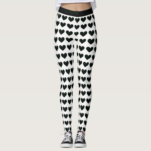 Zwarte hartpatroon Leggings (Voorkant)