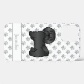 Zwarte Havanese Cartoonhond Illustratie & Naam Case-Mate iPhone Case (Achterkant (horizontaal))