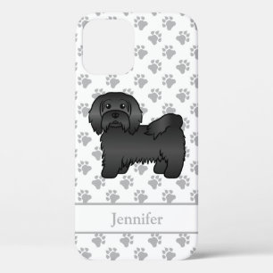 Zwarte Havanese Cartoonhond Illustratie & Naam Case-Mate iPhone Case