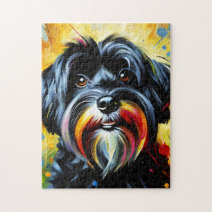 Zwarte Havanese Hond Acrylprint Geschenk voor hond Legpuzzel