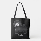 Zwarte Havanese Met Witte Snor En Aangepaste Tekst Tote Bag (Achterkant)