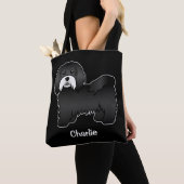 Zwarte Havanese Met Witte Snor En Aangepaste Tekst Tote Bag (Dichtbij)