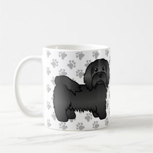 Zwarte Havanese Mooie Cartoon Hond Illustratie Koffiemok