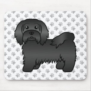 Zwarte Havanese Mooie Cartoon Hond Illustratie Muismat