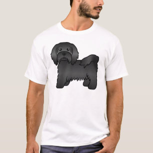 Zwarte Havanese Mooie Cartoon Hond Illustratie T-shirt