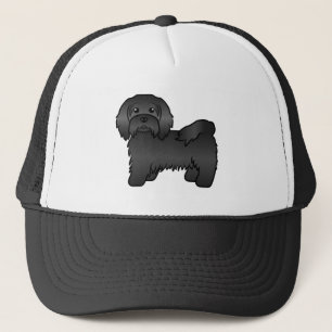Zwarte Havanese Mooie Cartoon Hond Illustratie Trucker Pet