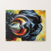 Zwarte Havanezer Hond Acryl Print Hondenliefhebber Legpuzzel (Horizontaal)