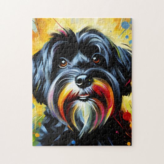 Zwarte Havanezer Hond Acryl Print Hondenliefhebber Legpuzzel (Verticaal)