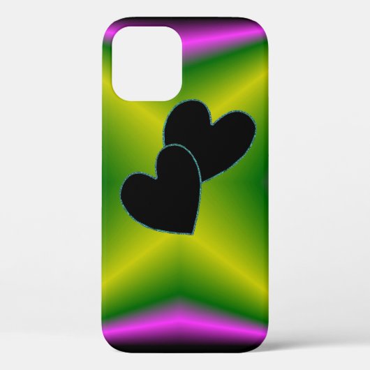 Zwarte Heart paars roze regenboog Case-Mate iPhone Case (Achterkant)