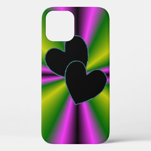 Zwarte Heart paars roze regenboog Case-Mate iPhone Case (Achterkant)