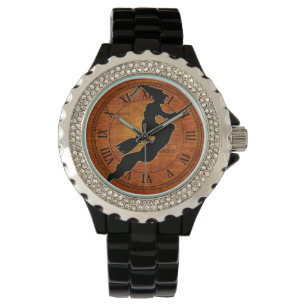 Zwarte heek - Oranje halloween Horloge
