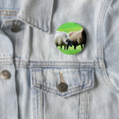 Zwarte heide schapen ronde button 5,7 cm (In situ)