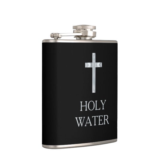 Zwarte Heilige Water Silver Crucifix Cross Funny Q Heupfles (Rechts)