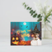 zwarte heks Halloween Party Briefkaart (Staand voorkant)