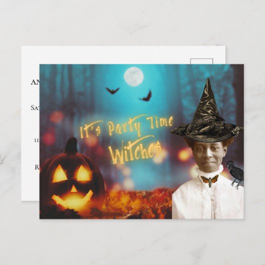 zwarte heks Halloween Party Briefkaart (Voorkant / Achterkant)