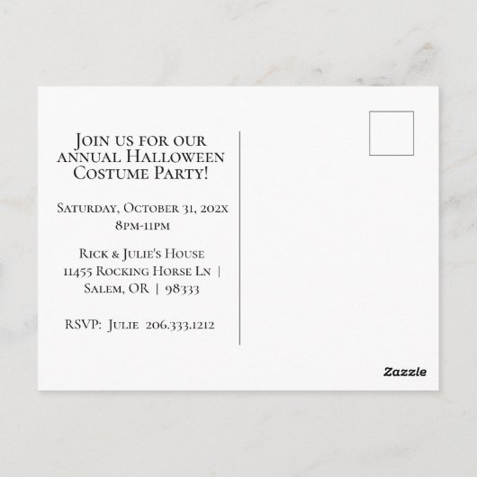 zwarte heks Halloween Party Briefkaart (Achterkant)