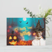  zwarte heks Halloween Party Kaart (Staand voorkant)