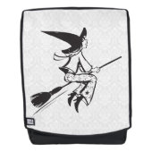 Zwarte heks illustratie wit damast rugtassen (Voorkant)