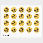 Zwarte heks kat op bezemsteel Halloween Ronde Sticker (Vel)