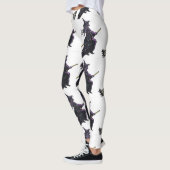 Zwarte heks op bezemsteel witte Halloween Leggings (Links)