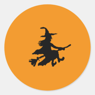 Zwarte heks op Oranje Ronde Sticker