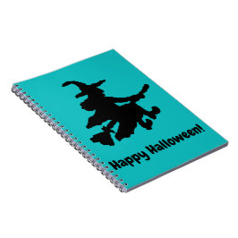 Zwarte Heks op Teal - Gelukkig Halloween Notitieboek