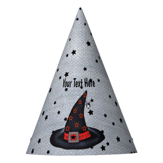 Zwarte heks Pet zilver Snok de spinkraag Feesthoedjes (Voorkant)