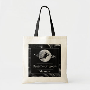 Zwarte heks silhouet halloween Trick or treat Tote Bag