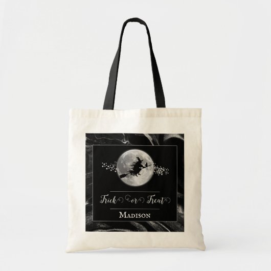 Zwarte heks silhouet halloween Trick or treat Tote Bag (Voorkant)