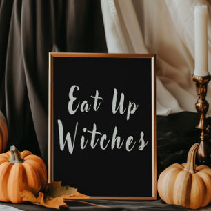 Zwarte Heksen Eten Halloween Chic Eettafel Poster