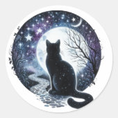 Zwarte heksen kat halloween Stickers (Voorkant)