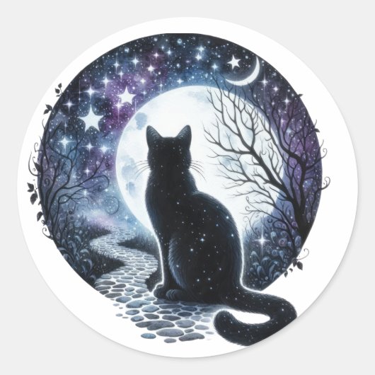 Zwarte heksen kat halloween Stickers (Voorkant)