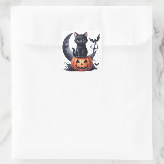 Zwarte heksen kat halloween Stickers (Tas)