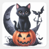 Zwarte heksen kat halloween Stickers (Voorkant)