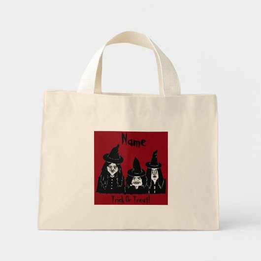 zwarte heksen spookachtige griezelige trick or tre mini tote bag (Voorkant)