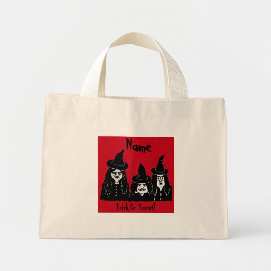 zwarte heksen spookachtige griezelige trick or tre mini tote bag (Voorkant)