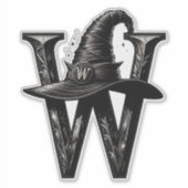 Zwarte Heksenhoed Hekserige Letter W Aangepaste In Sticker (Voorkant)