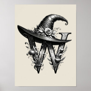 Zwarte Heksenhoed Hekserige Letter W Op Maat Gemaa Poster
