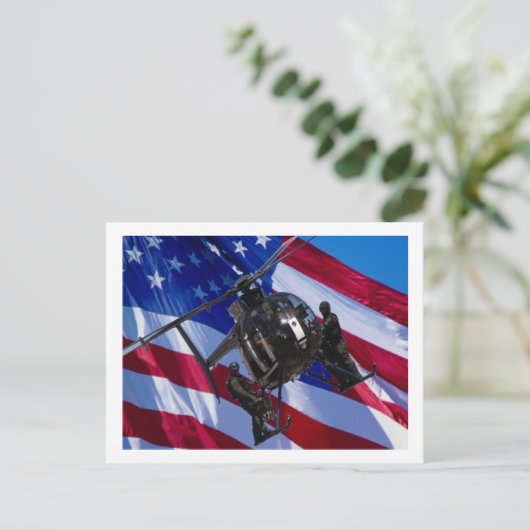 Zwarte helikopter briefkaart (Staand voorkant)