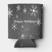 Zwarte hemel met witte en grijze sneeuwvlokken, ZS Blikjeskoeler (Voorkant)