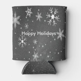 Zwarte hemel met witte en grijze sneeuwvlokken, ZS Blikjeskoeler