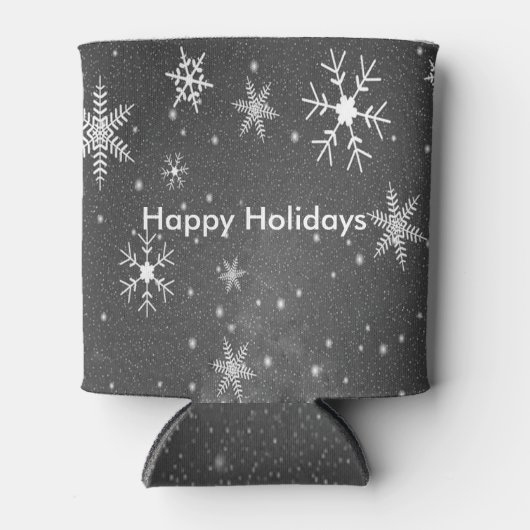 Zwarte hemel met witte en grijze sneeuwvlokken, ZS Blikjeskoeler (Voorkant)