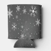 Zwarte hemel met witte en grijze sneeuwvlokken, ZS Blikjeskoeler (Achterkant)