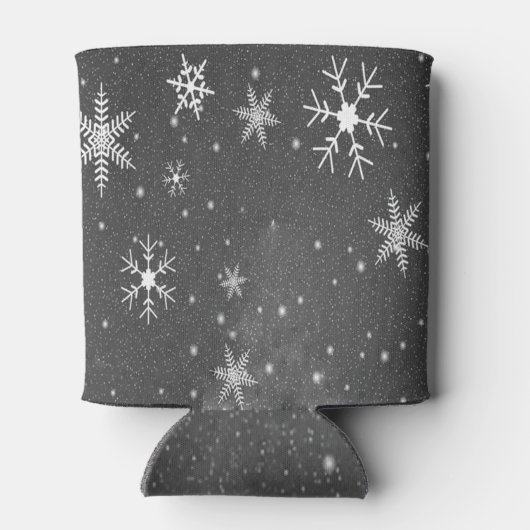 Zwarte hemel met witte en grijze sneeuwvlokken, ZS Blikjeskoeler (Achterkant)