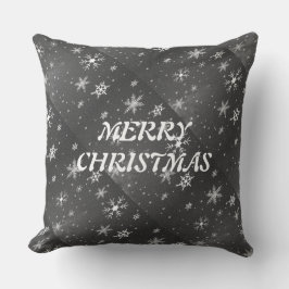 Zwarte hemel met witte en grijze sneeuwvlokken, ZS Kussen