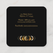 Zwarte hemelmaan met gouden veren vierkante visitekaartje (Achterkant)